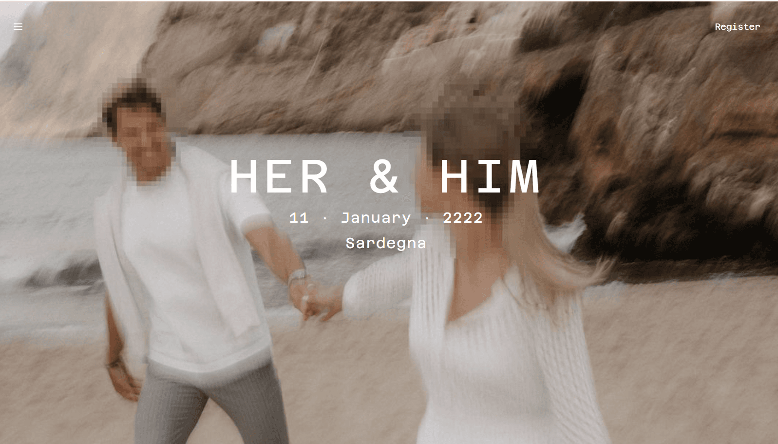 Screenshot of Wedding Website